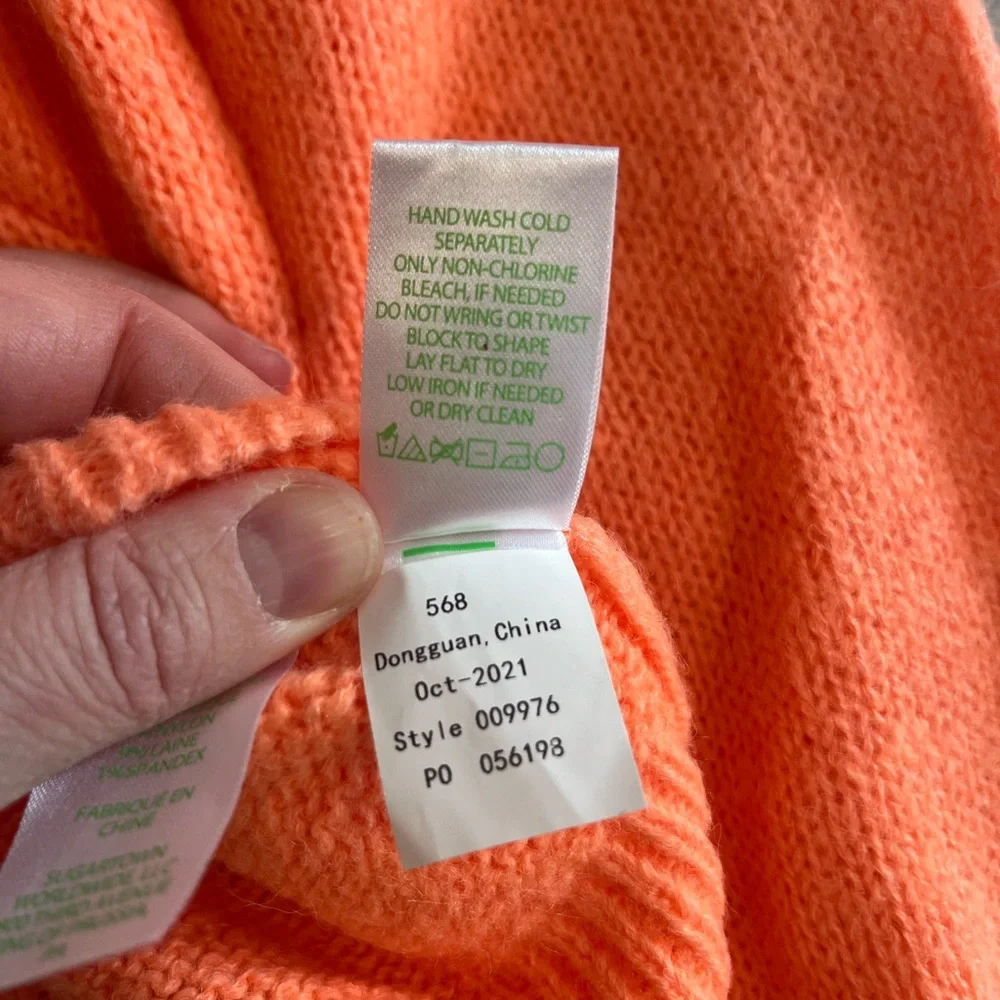 NWT Lilly Pulitzer Coral Orange Ruffle Scoop Neck Sweater - Picture 6 of 6